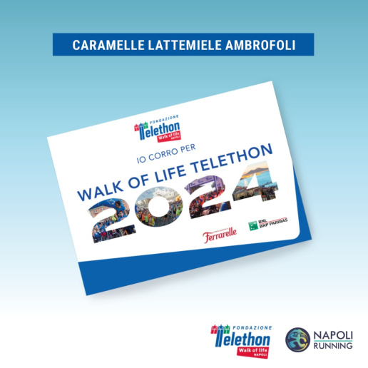 Il pacco gara di Telethon Walk of Life Napoli,  domenica 21 aprile la solidarietà corre in maniera sostenibile