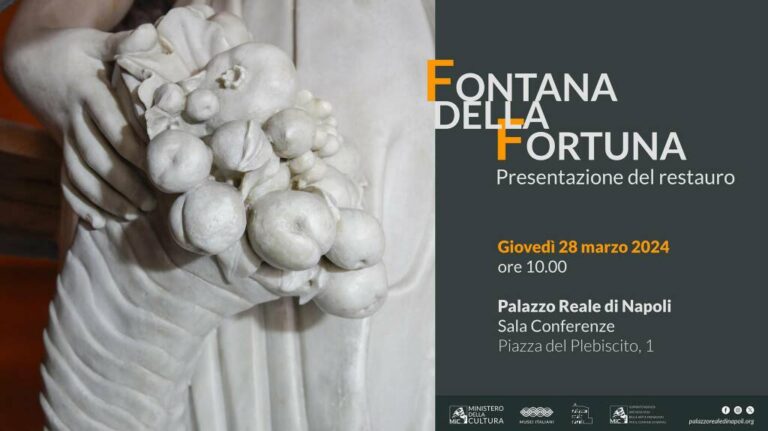 Presentazione del restauro della Fontana della Fortuna al Palazzo Reale di Napoli, giovedì 28 marzo 2024