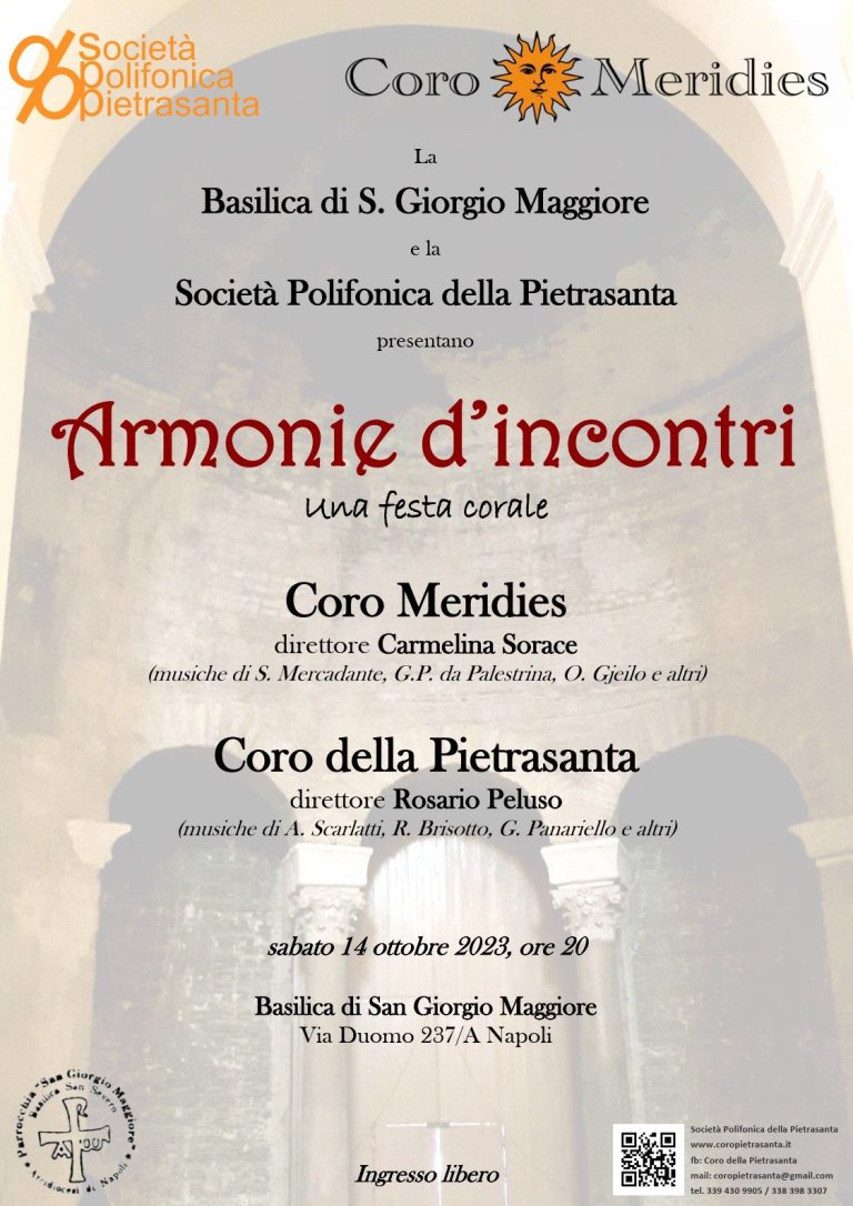 Coro Meridies e Coro della Pietrasanta insieme per un concerto nella Basilica di San Giorgio Maggiore
