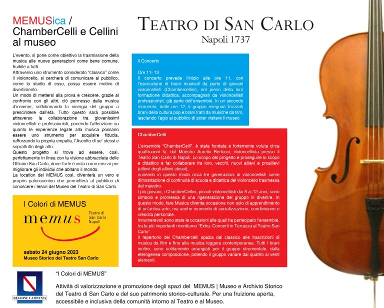 “MEMUSica”: ChamberCelli e Cellini al museo del San Carlo